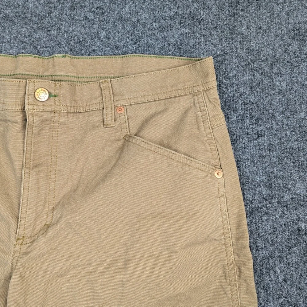 LL Bean Mens Classic Khaki Shorts Tan Cotton Stretch Utility Hiking Shorts 36W